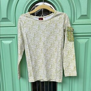 Matilda Jane Girls Size 4 Long Sleeve Tee White and Green